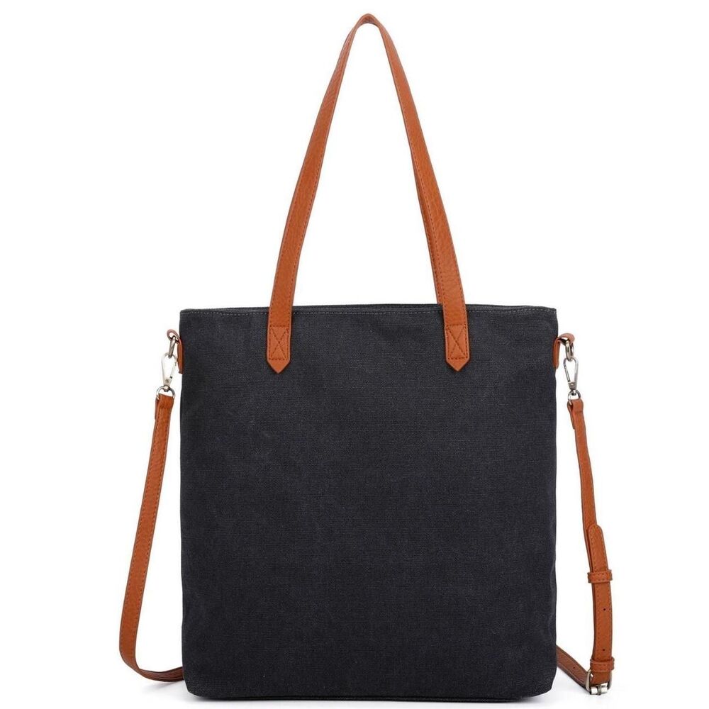 Ampere Women's Charcoal canvas bag with vegan leather straps